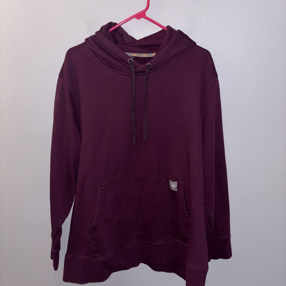 Ariat Rebar Graphic Hoodie Spell Out Sleeve Malbec Mens XL Durable